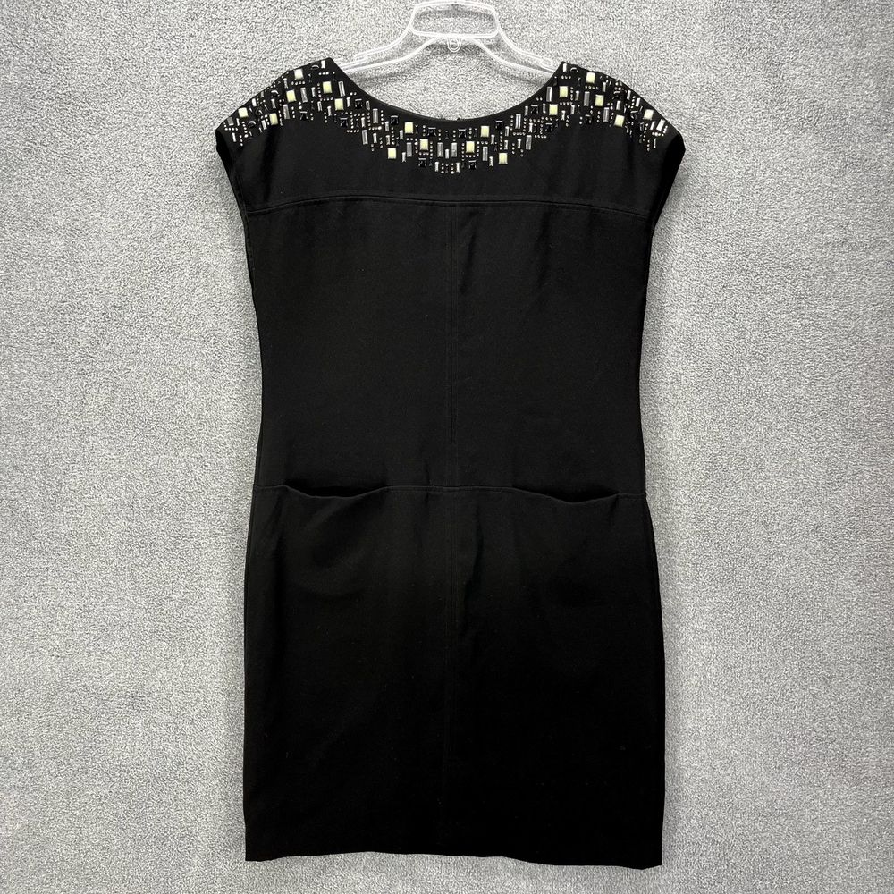 Anne Klein Dress Woman 10 Black Sleeveless Beaded Sheath Pocket Formal